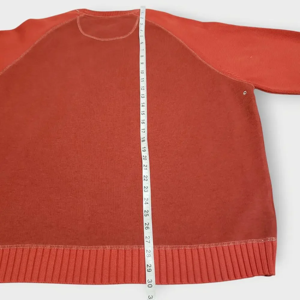 Tommy‎ Bahama Mens Colorblock Raglan Crewneck Sweater Orange Sz XXL Preppy Retro